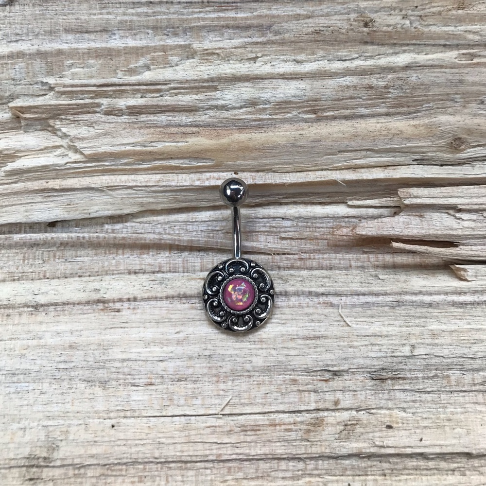 Pink Opal Belly Button Ring